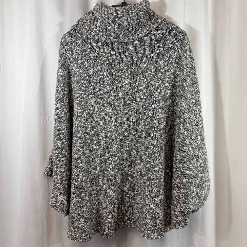 Women’s CHAPS Grey Marled Knit Cowl Neck Sweater Poncho Top L / XL - Picture 2 of 7
